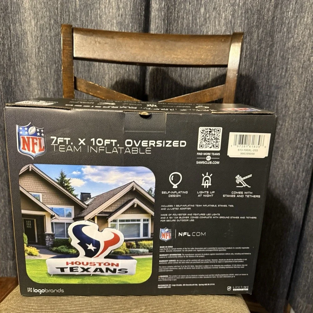 NFL Houston Texans Inflatable 7ft. X 10ft. Oversized Football Decor NEW LightsUp